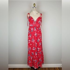 Luxe red floral maxi dress size small